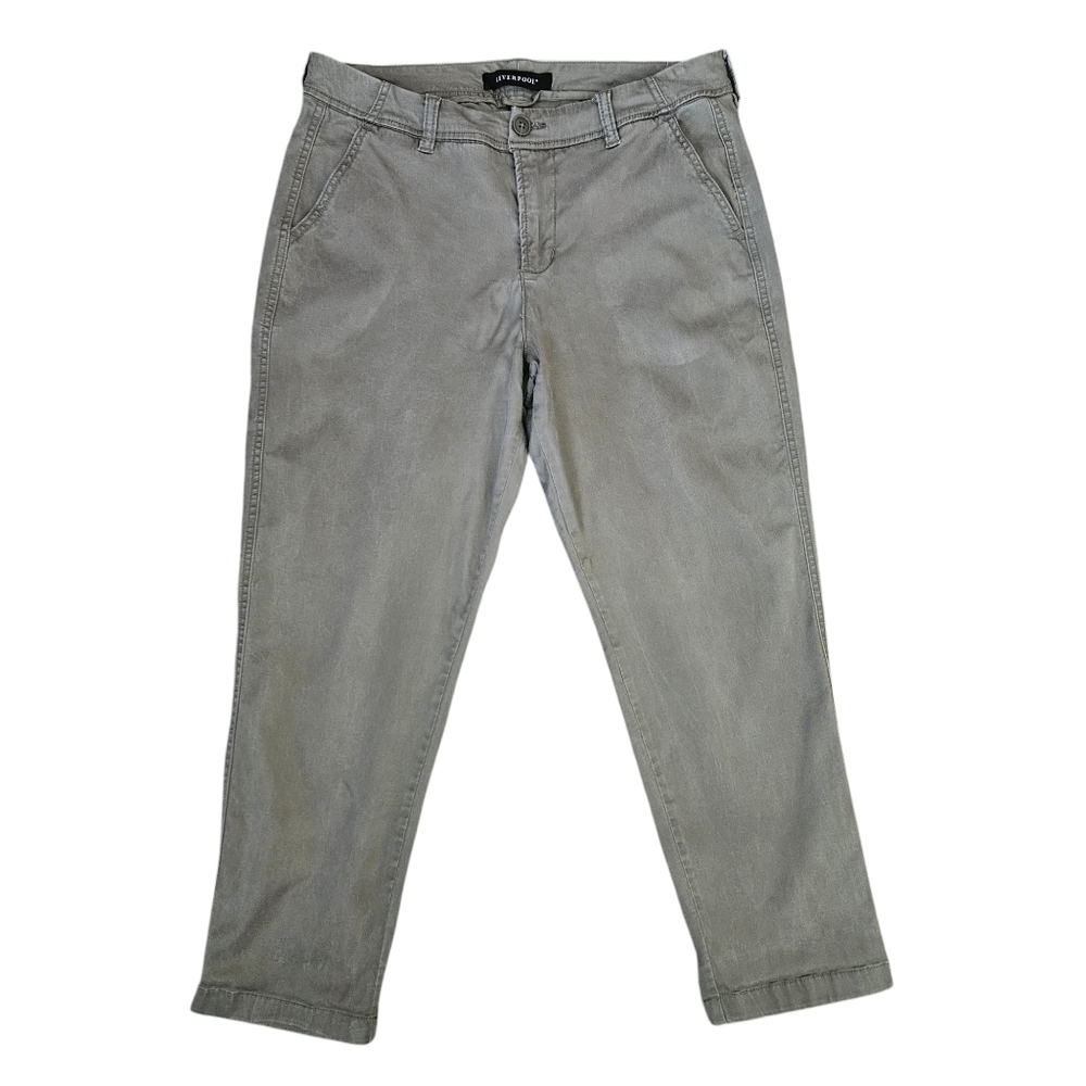 Liverpool Womens Pants Green 12/31 Petite Chino Mid Rise Cropped‎ Lyocell Blend